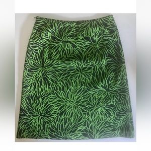 MILLY Of New York A Line Skirt Size 4 Green Navy Blue Knee Length Lined Tropical